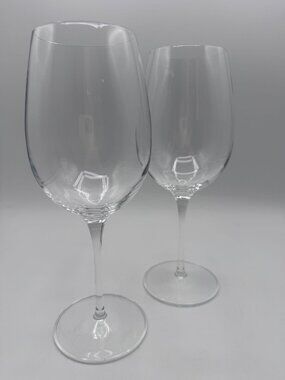 Luigi Bormioli Set Of 2 Clear Crystal Wine Glasses 10" Tall Elegant Stemware